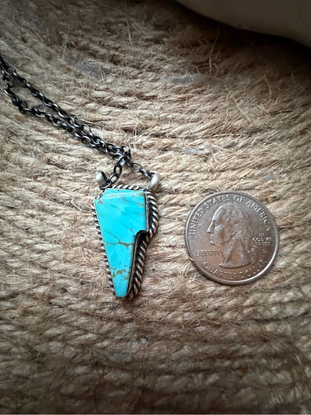 Turquoise Lighting Bolt Sterling Silver Pendant Necklace -Native American
